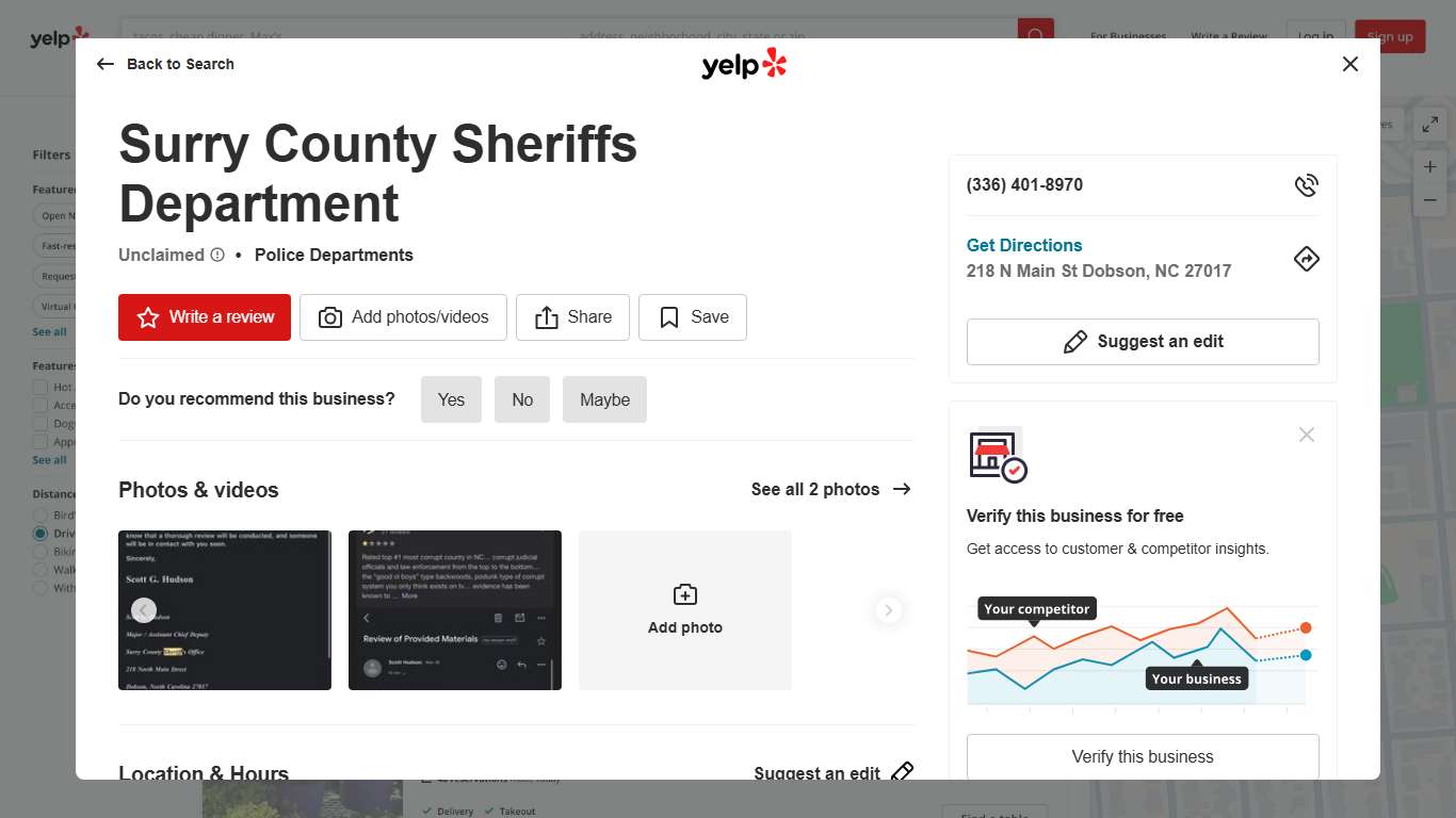 SURRY COUNTY SHERIFFS DEPARTMENT - Updated January 2026 - 218 N Main St, Dobson, North Carolina - Police Departments - Phone Number - Yelp